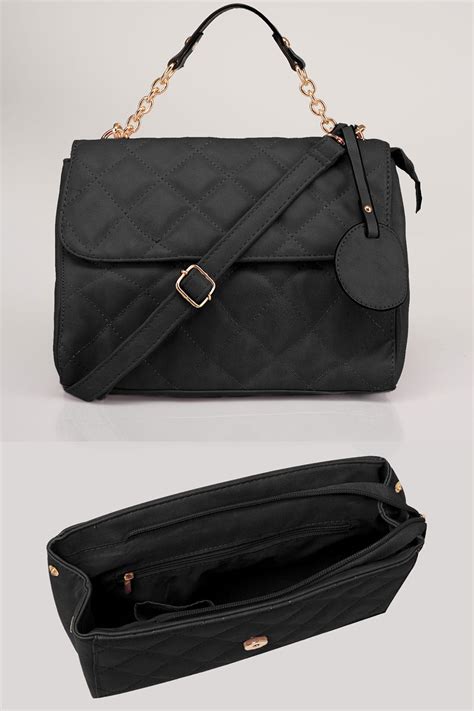 small black quilted crossbody bag.